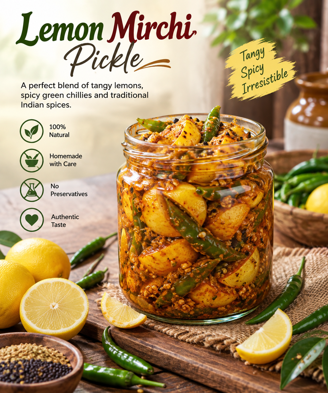 Lemon Mirchi Pickle (Loncha)