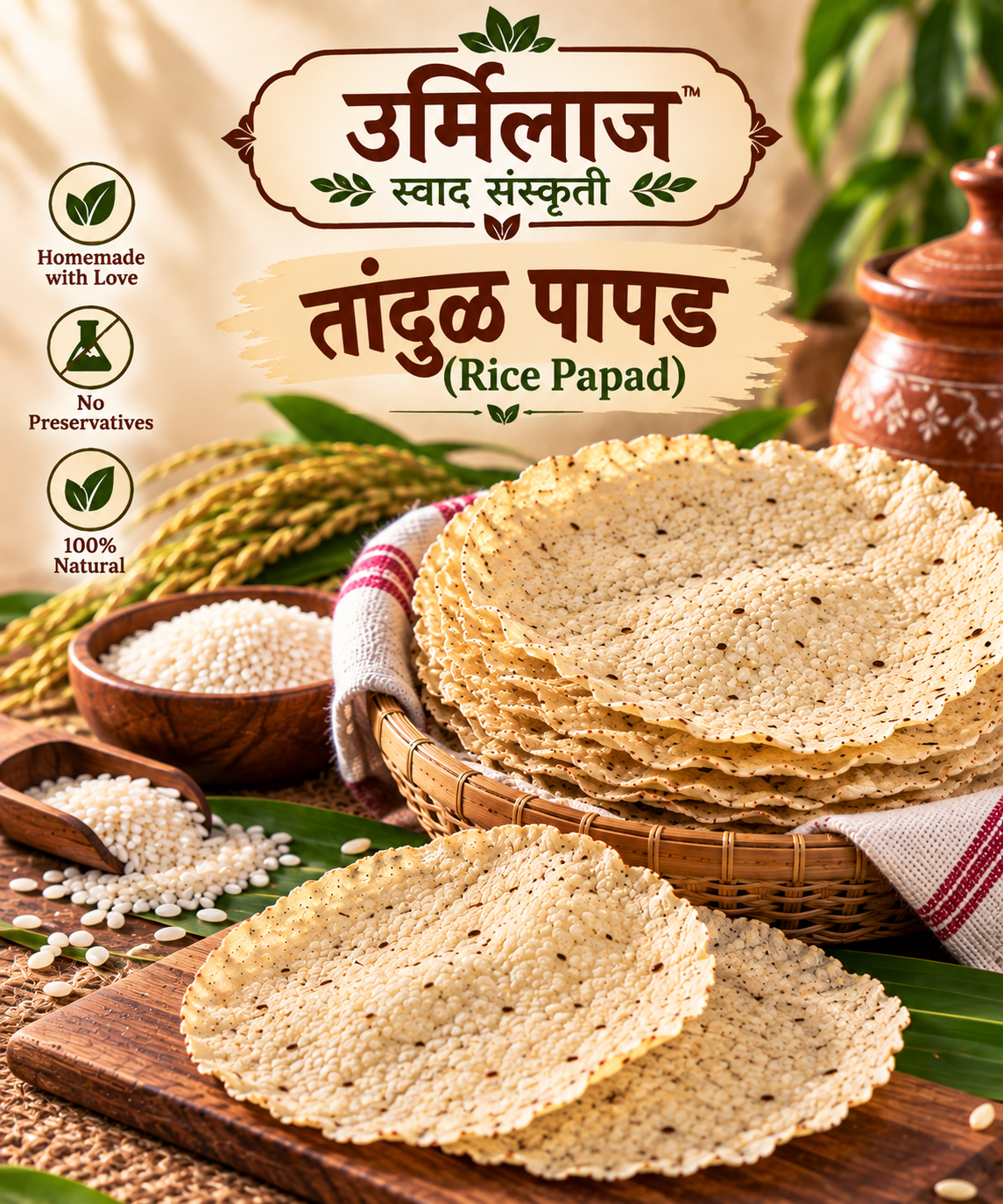Tandul Papad (Can be Roasted)